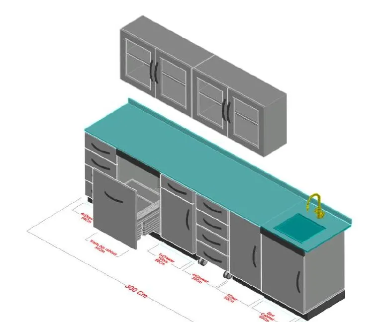 Lab bench with ceramic worktop