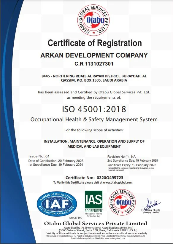 ARKAN Development Co. obtains ISO 45001 for Occupational Health and Safety